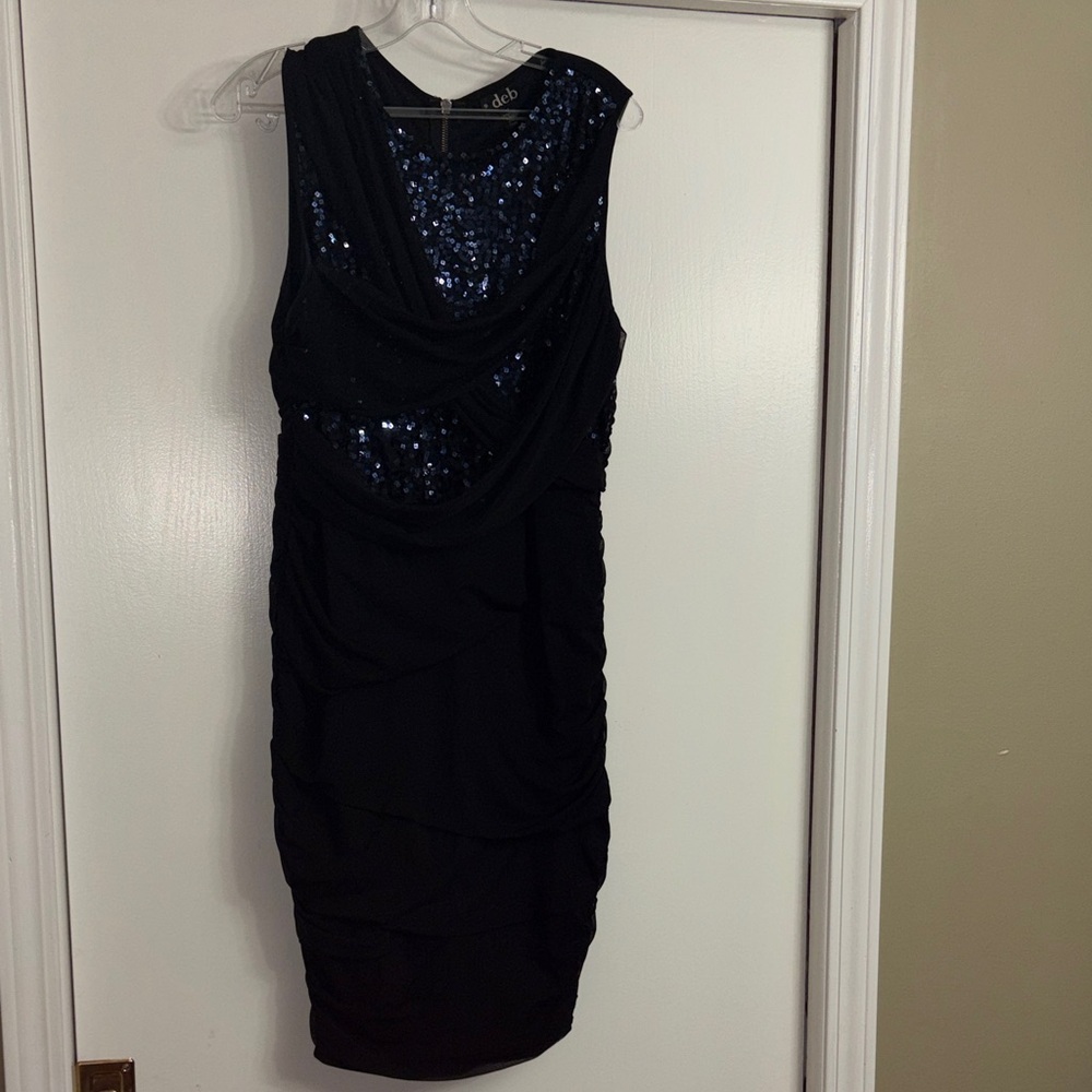 Deb Black Sequin Drape Mini Dress